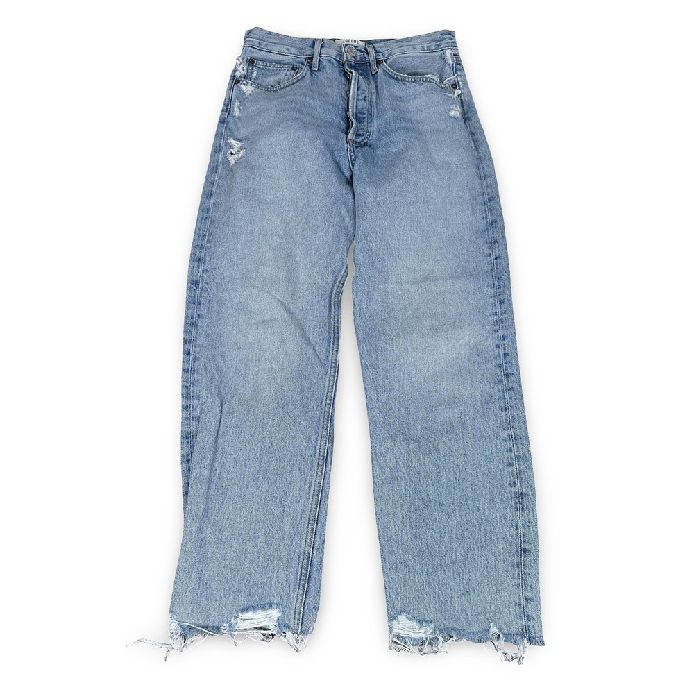 Agolde‎ 90s Crop Jeans Light Blue Distressed Straight Leg A173-1206 Size 26